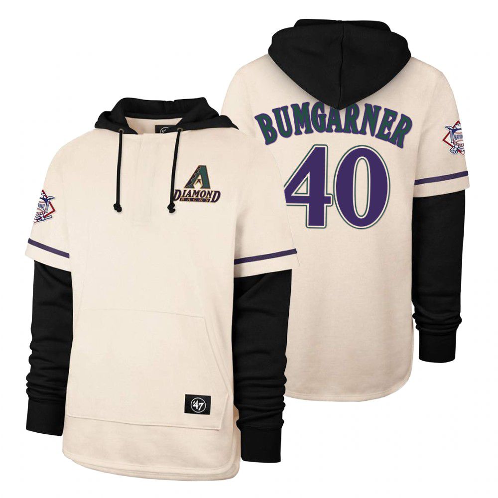 Men Arizona Diamondback #40 Bumgarner Cream 2021 Pullover Hoodie MLB Jersey